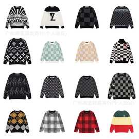 奢潮 高版本系列潮牌驴家\G家\迪家\F家秋冬新款针织圆领开衫毛衣