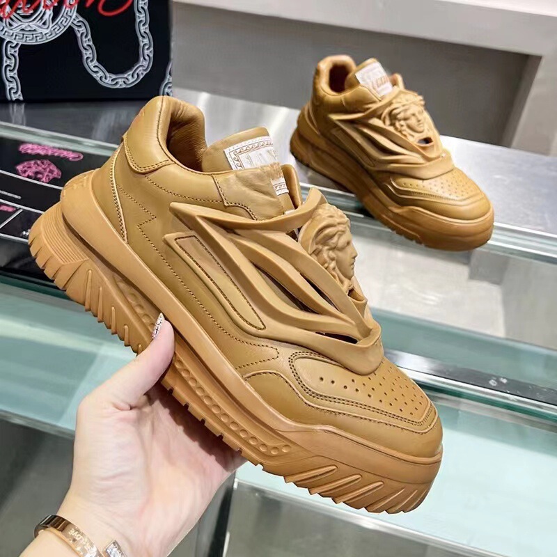 European Medusa Trendy Brand New Casual Fashion Genuine Leather Breathable Thick-Soled Height-Increasing Couple Sneakers Spaceship Shoes