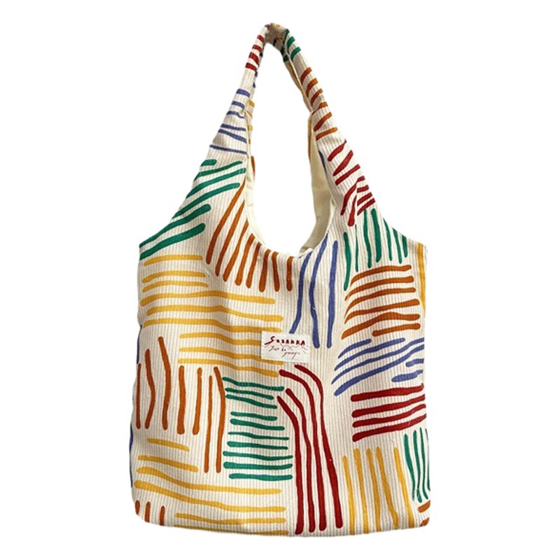 35201 ins lienzo contraste color rayado cosmético bolsa de gran capacidad crossbody bolso de hombro trabajo bolso de cercanías