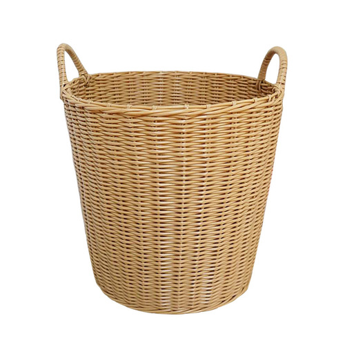 Beige dirty clothes basket clothes storage basket laundry basket clothing bucket imitation rattan large basket light luxury clothing direct sale