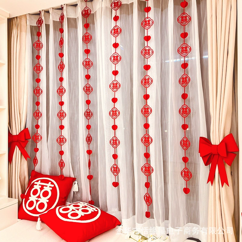 Свадебное украшение для штор цветок подвесное украшение Свадебная планировка комнаты спальня гостиная счастливый персонаж дверная занавеска костюм строка счастливое подвесное украшение оптом