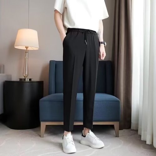 Men's Summer Thin Loose Straight Leg Quick-Dry Ice Silk Casual Versatile Nine-Peice Pants 2025