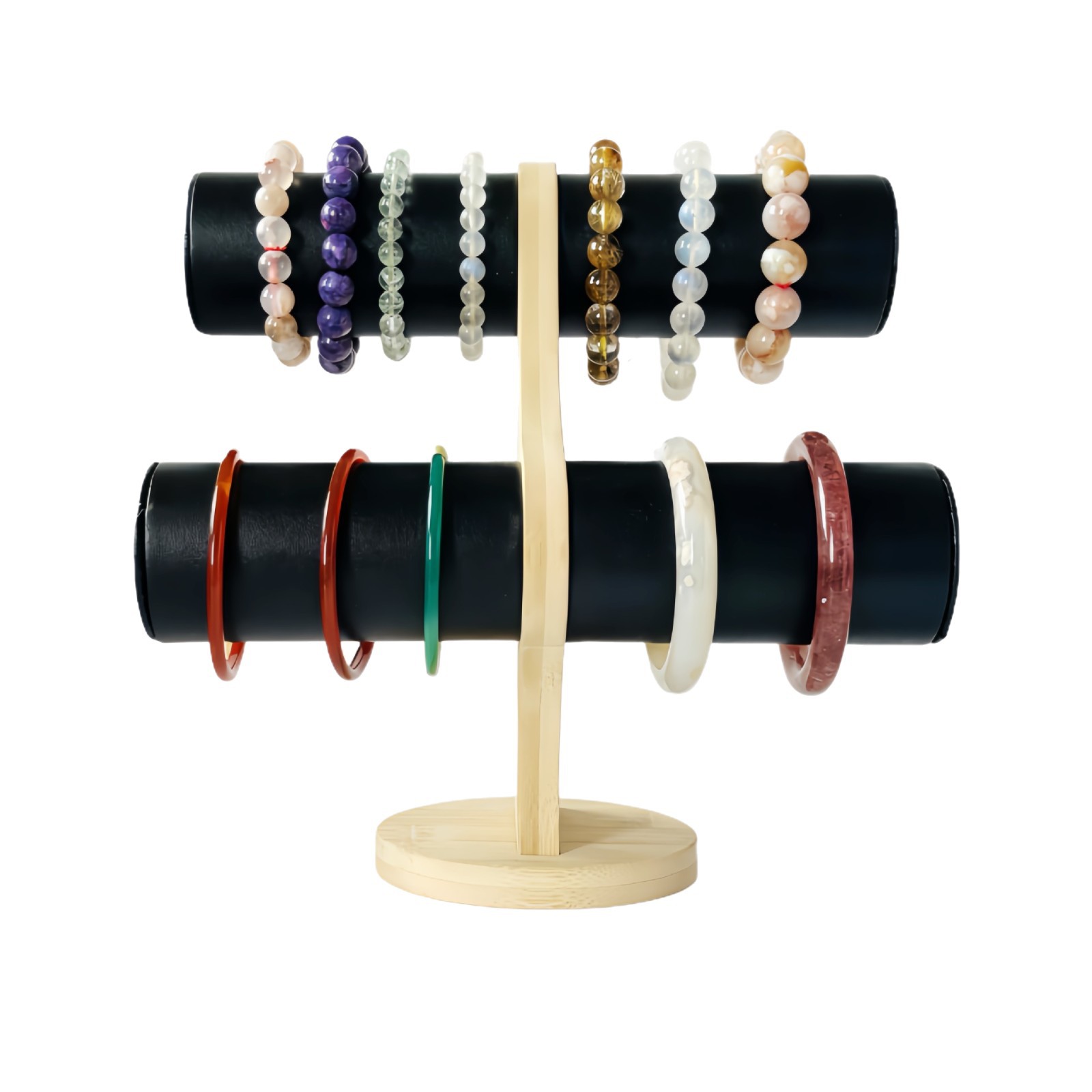 Mayorista pulsera de madera sólida relojes de joyería estante de joyería de cuerda de cabeza estante de joyería desmontable estante de exhibición de almacenamiento de mostrador image 6