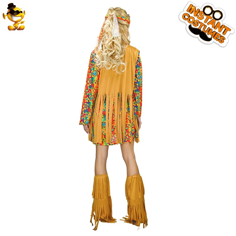 Big Girl American hippies traje adulto de las mujeres 60 años disfraces distribución al por mayor