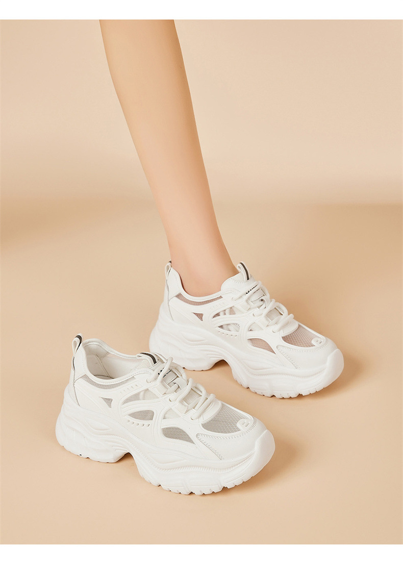Giày sneaker nữ chunky đế dày lưới thoáng khí họa tiết rỗng mùa hè 2025 — SSD1112E4Q màu trắng nhạt, SSD1112E4Q màu hồng chi tiết 16