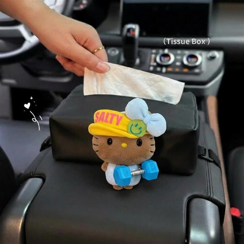 Car Tissue Box for Women, Cute Kt Car Tissue Holder, Hanging Seat Back Bowknot Car Decoration
