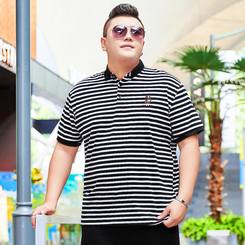 Fat Men's Extra Large Size Short-sleeved Lapel T-shirt Fashionable Middle-aged Half-sleeved Collar Casual T-shirt Fat Guy Shirt Fat Men's Extra Large Size Short-sleeved Lapel T-shirt Fashionable Middle-aged Half-sleeved Collar Casual T-shirt Fat Guy Shirt