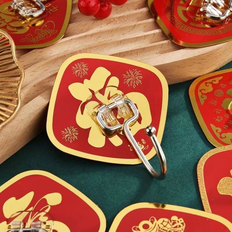 Fu character hook large stainless steel festive sticky hook punch-free multi-functional wall strong glue universal Hook New