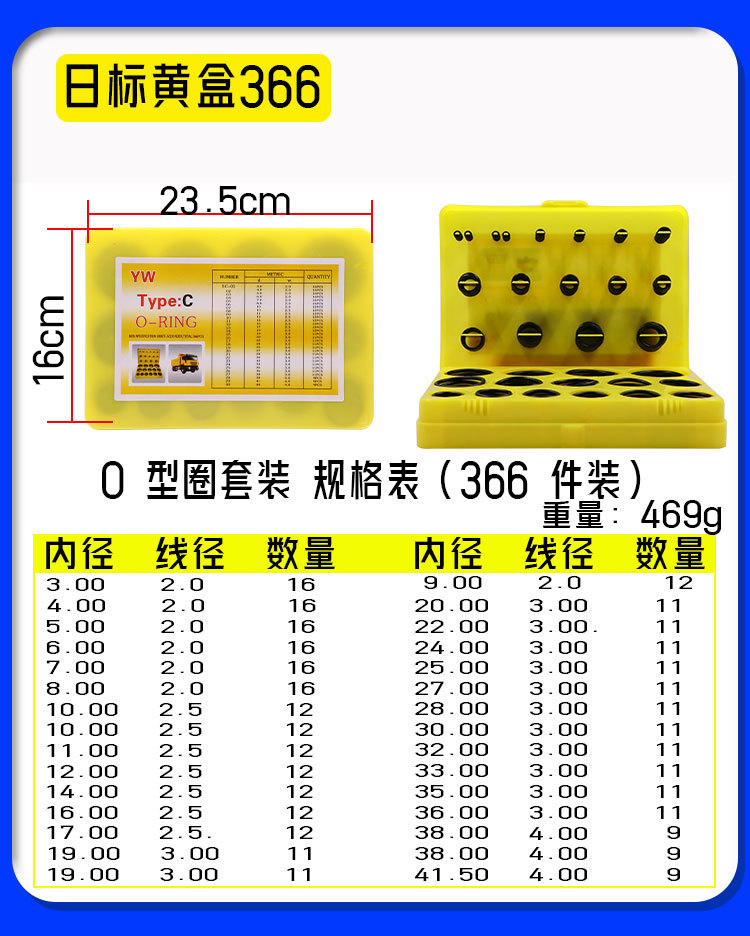 O-Ring Repair Kit | Boxed Oil-Resistant O-Rings | O-Ring Repair Kit | Wear-Resistant O-Ring Seal Parts Sealing Ring
