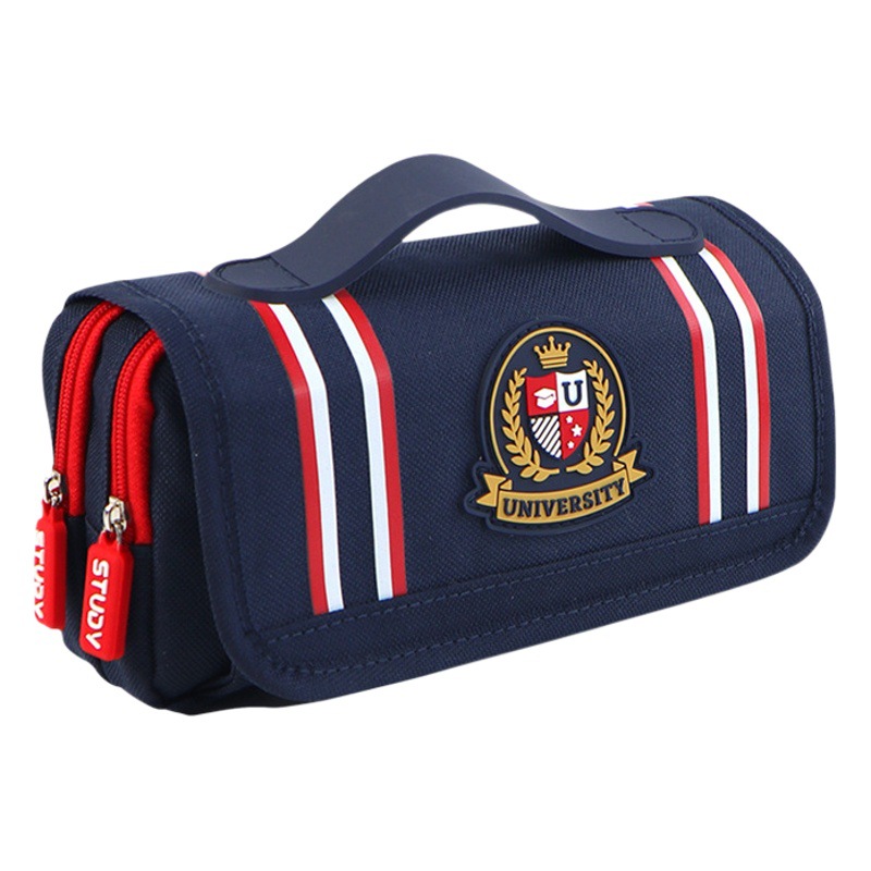 Estuche para lápices de estilo británico, bolsa de papelería para niños, tela Oxford de gran capacidad, caja de lápices simple para estudiantes de escuela primaria, caja de lápices de estilo universitario