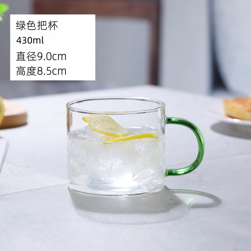 Taza de vidrio de borosilicato alto con asa y logotipo, adecuada para uso doméstico, regalo empresarial moderno y minimalista, taza resistente a altas temperaturas para té y café.