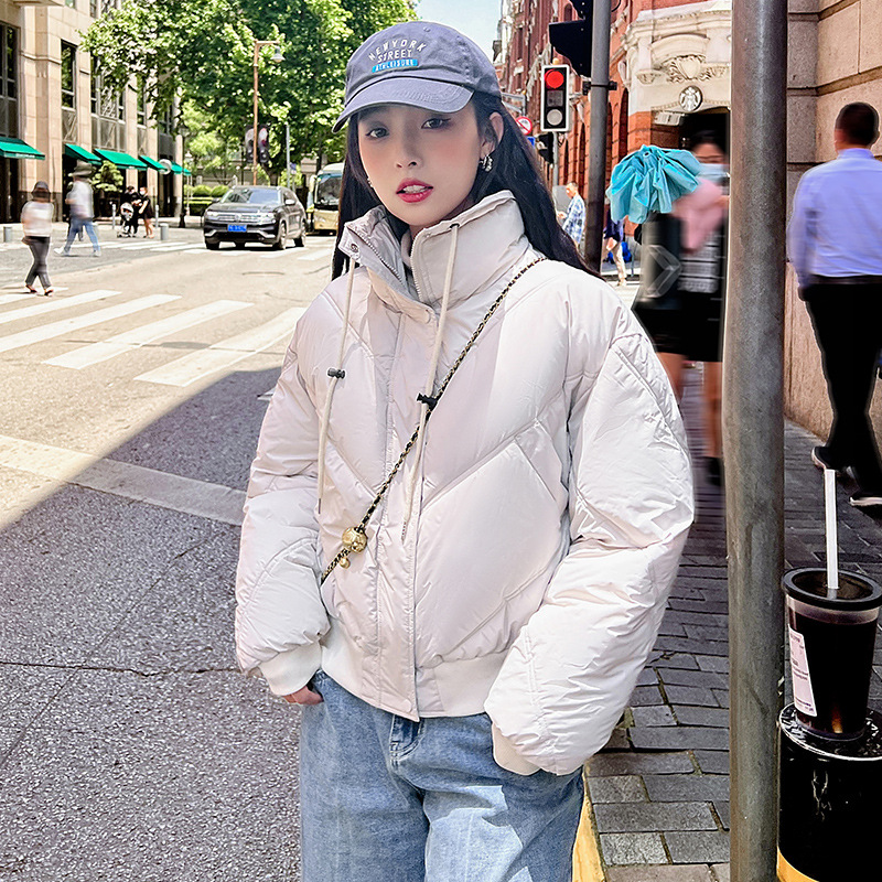 Capa de algodón de pluma corta para mujeres 2025 invierno estilo de diseño de cuello de estilo suelto y grueso chaqueta de pan al por mayor image 1
