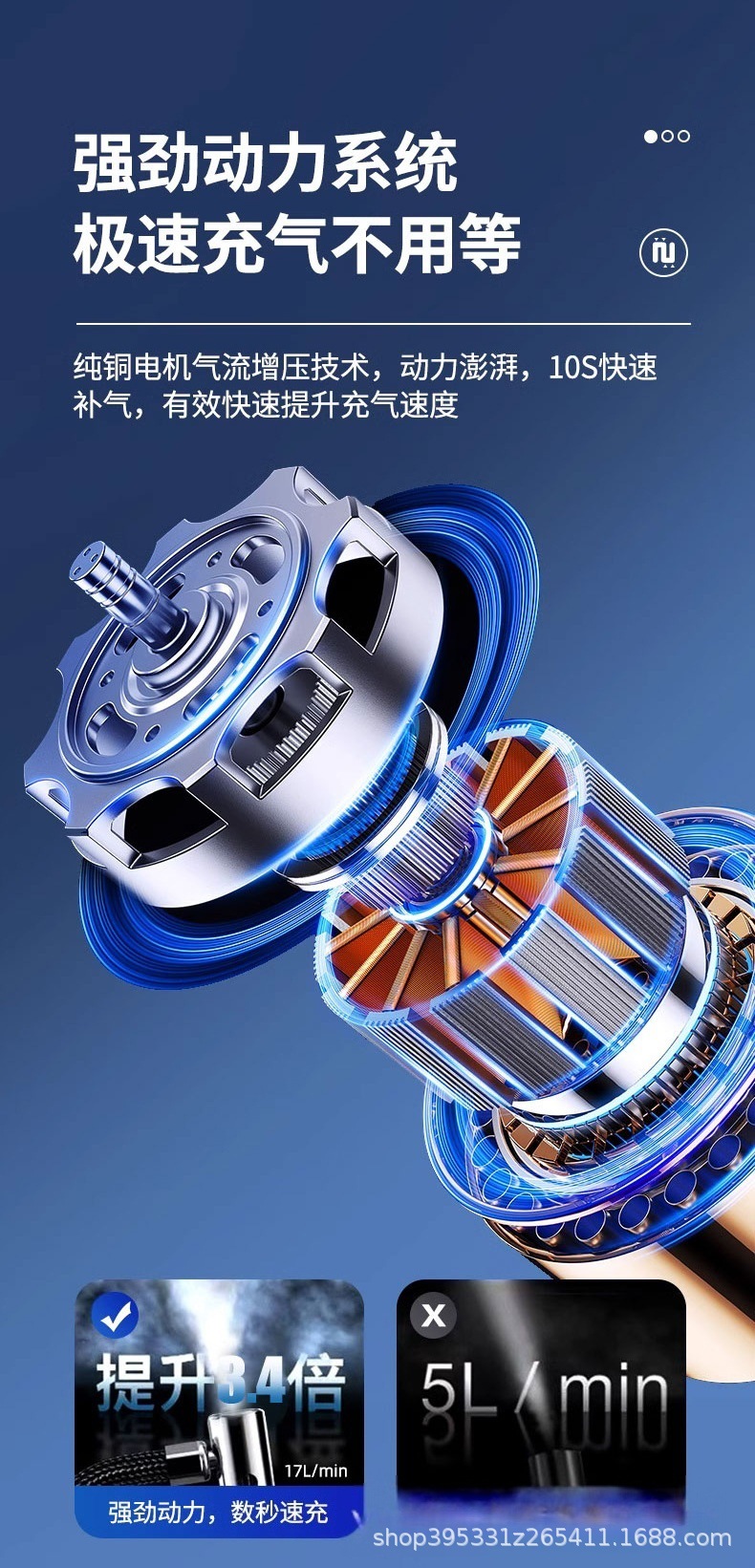 Car-Mounted Wireless Air Pump, High-Power Portable Car Air Pump, High-Pressure Air Pump for Electric Vehicle Tires