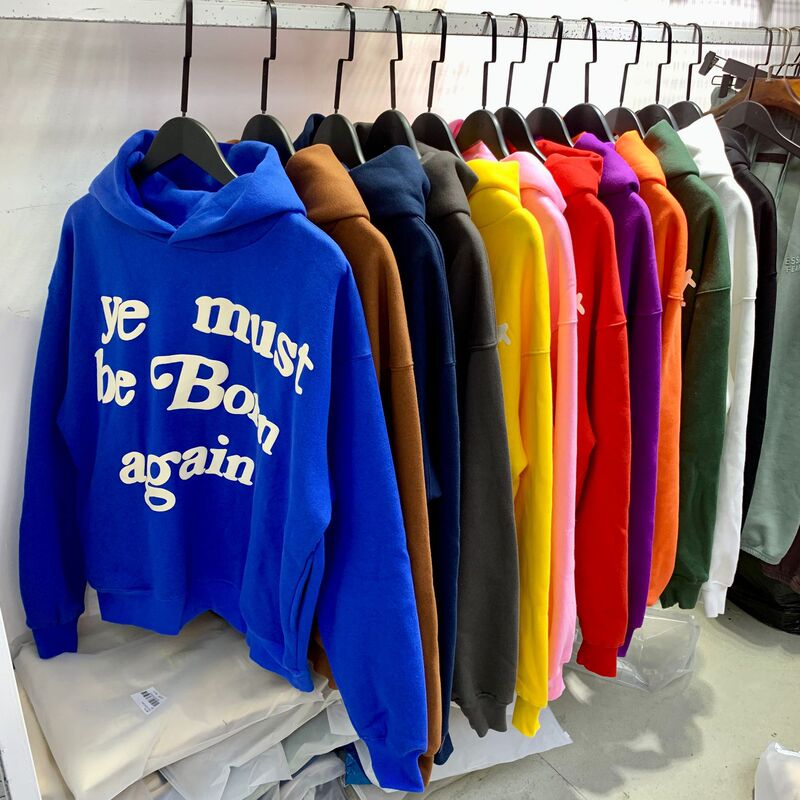 KANYE same style you must be born again foam letter hoodie fleece-lined hoodie KANYE same style you must be born again foam letter hoodie fleece-lined hoodie