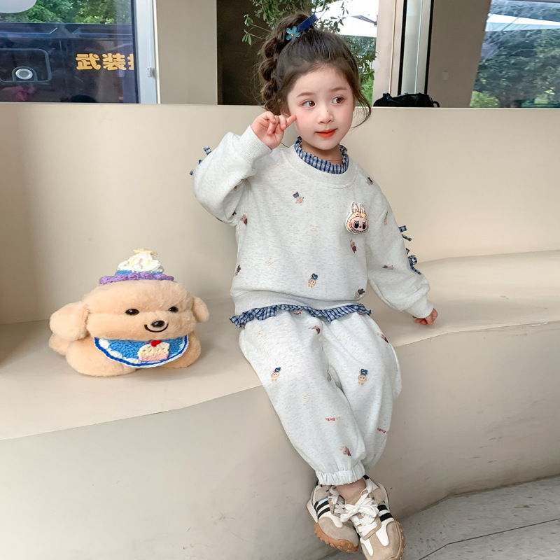 女童套装2025新款儿童卫衣卡通春秋款女宝宝秋季运动服两件套童装|undefined