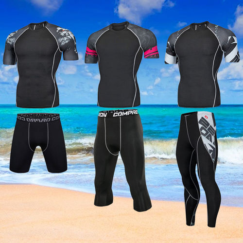 Swimsuit set for men, long-sleeved full-body sun protection swimming hot spring top and bottom men's swimsuit quick-drying swimming gear set