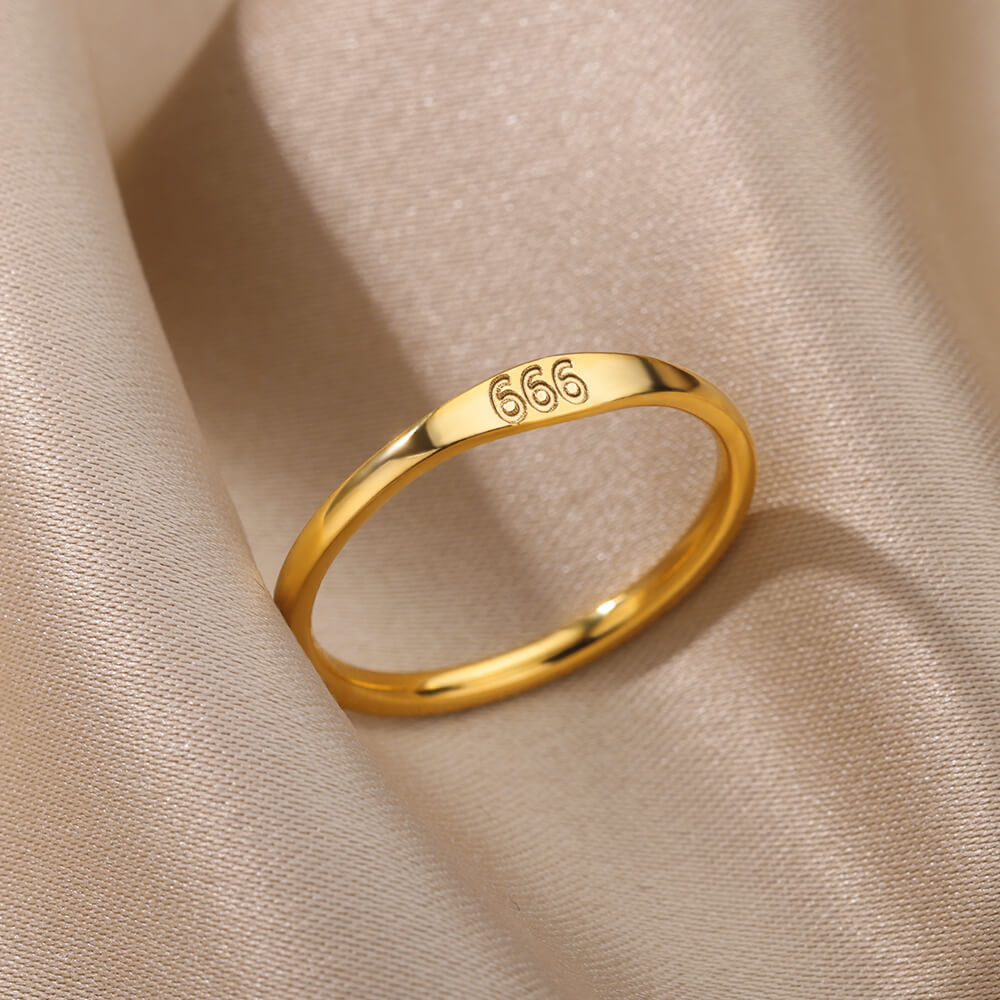 Number Pattern PVD Coated Real Gold Plated Number Stainless Steel Simple Style Waterproof Non Tarnish Rings