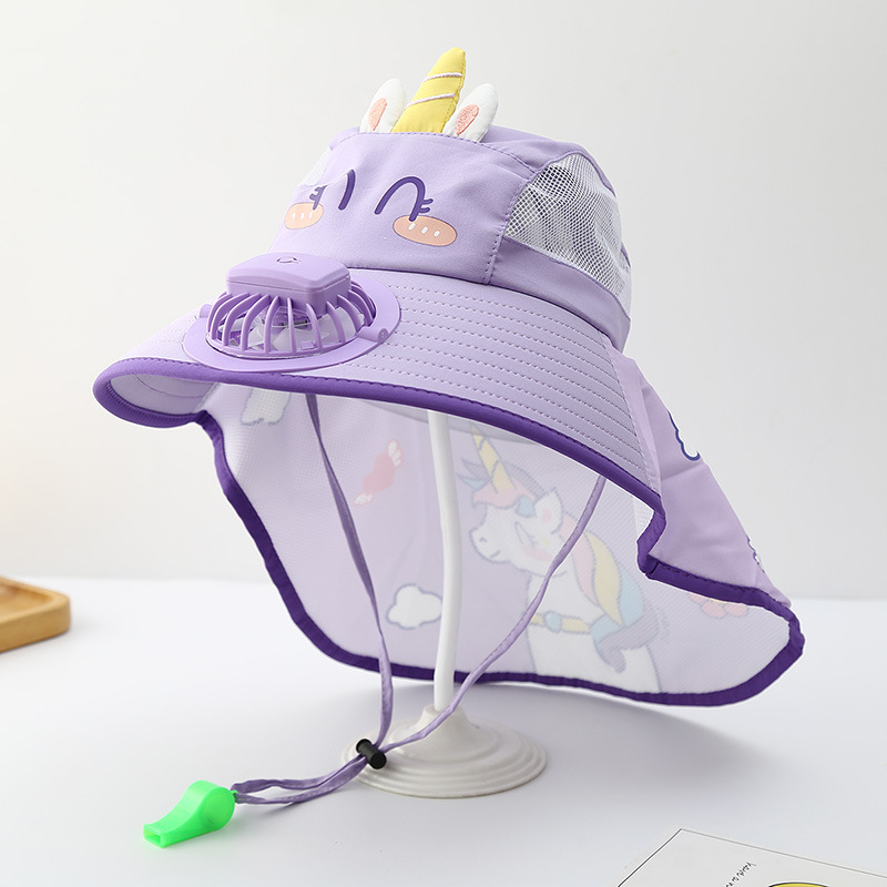 Bonito unicornio sombrero solar recargable con ventilador sombrero de chal de verano para niñas grandes gorras para niños