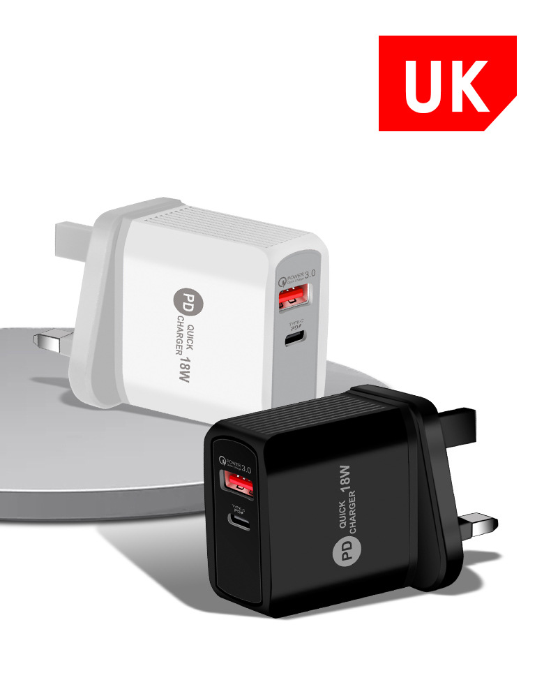 New PD12W charger 5V2A British standard type-c adapter PD+USB charging head_voghion.com
