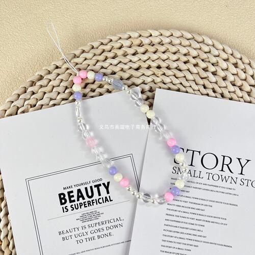 New style INS-style phone chain, beaded bow DIY lanyard, factory brand keychain, fashionable sweet girl internet celebrity same style