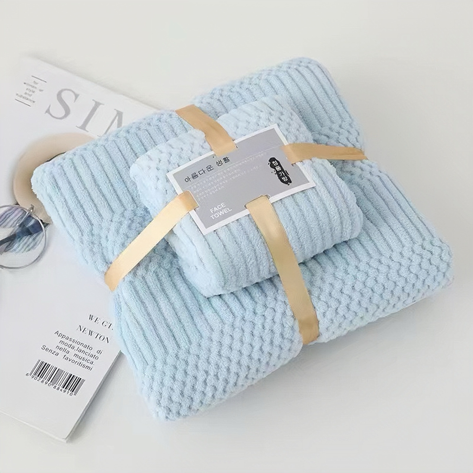 Toalla de coral de peluche de borde conjunto de toalla de baño de color sólido suave absorción de agua toalla de playa material ecológico para el hogar diario