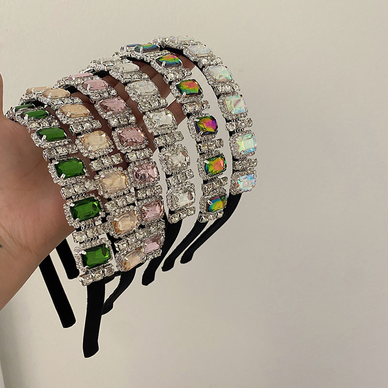 Nicho de alto grado completo diamante diadema temperamento Super brillante borde Delgado diadema moda reina barroca horquilla lavado de cara tocado