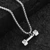 Dumbbells, fashionable necklace, men's chain for gym for beloved, pendant, European style