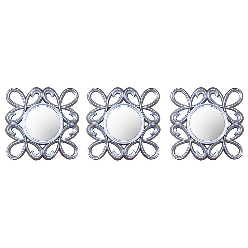 Espejo decorativo moderno anticuado de plástico, marco hueco tridimensional, espejo de pared retro para hogar/sala