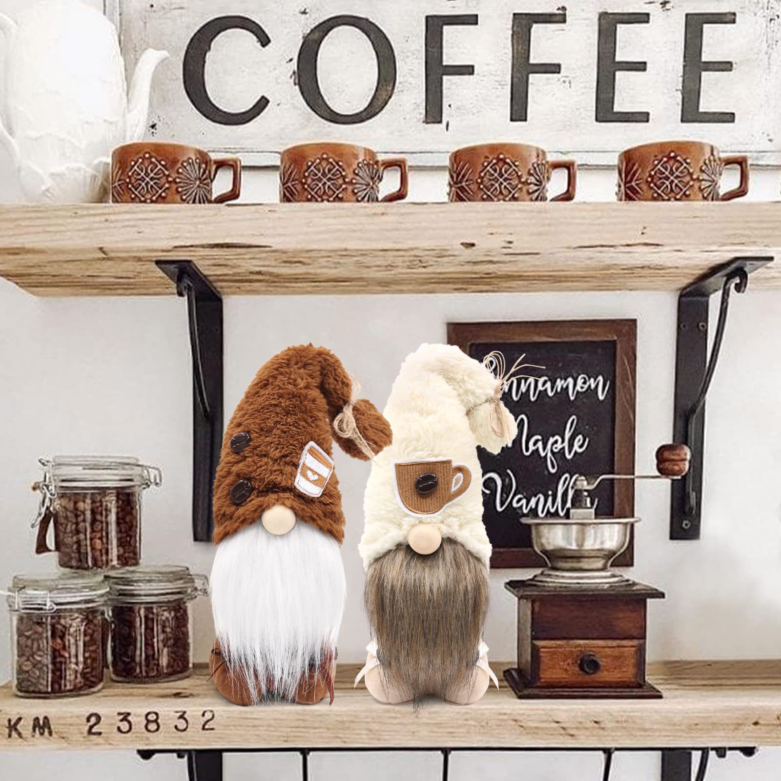 Transfronterizo nuevo café Festival Rudolf cara sin cara muñeca decoración creativa café pie muñeca ventana Decoración