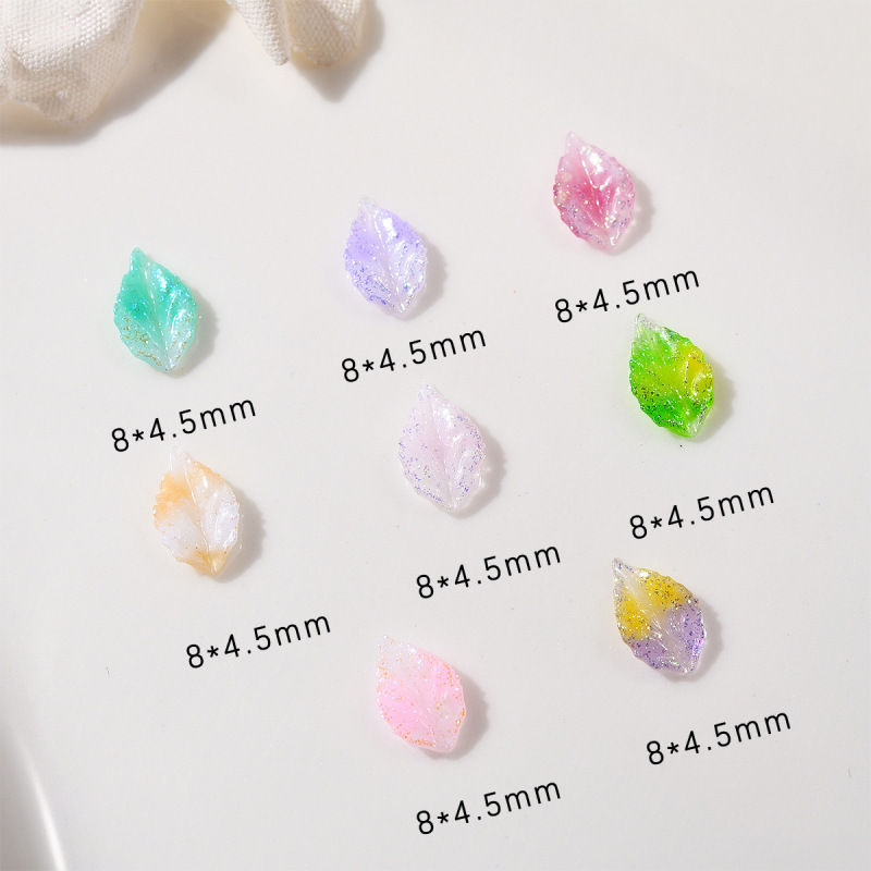 Luminous Gradient Leaves Nail Art Jewelry Color Fine Shining Small Leaves Nails Snob Dye Leaves Decorative Material Wholesale