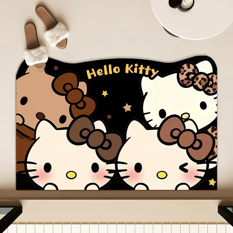 可爱复古kitty硅藻泥地垫浴室洗漱间吸水防滑地垫入户玄关装饰垫|undefined