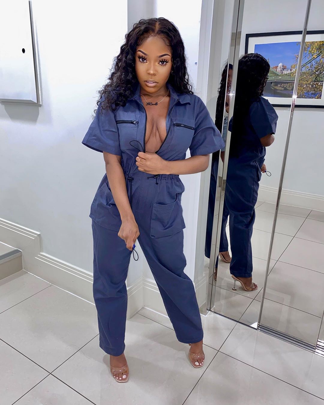 Dam jumpsuit med hög midja och fickor för höst och vinter_voghion.com