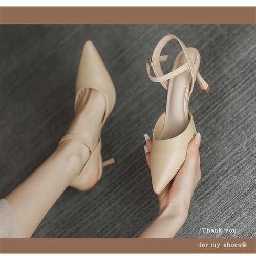 Baotou Summer Korean Style Fashion Pointed Toe Hollow Thin Heel Slip-on High Heel Sandals