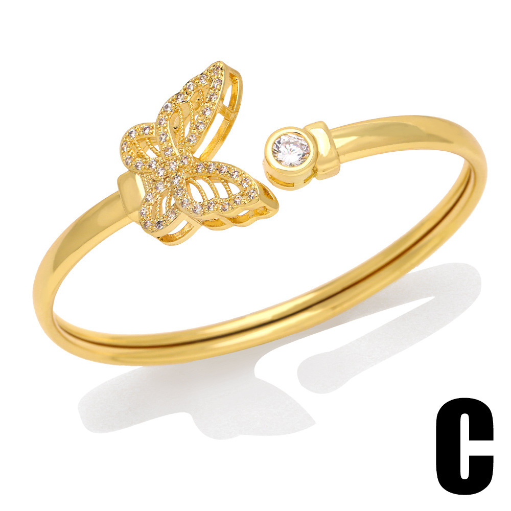 Fashion Animal Copper Plating Inlay Zircon Bangle 1 Piece