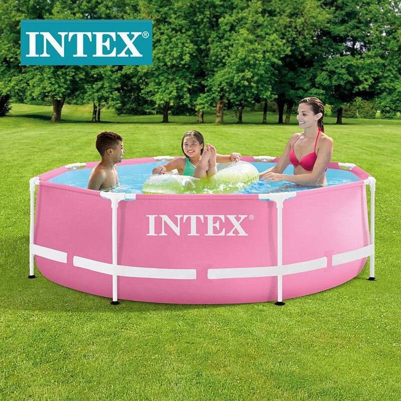 Intex28290 Pink Round Tube Frame Pool Simple Pool Family Swimming Pool Kidsren's Paddling Pool