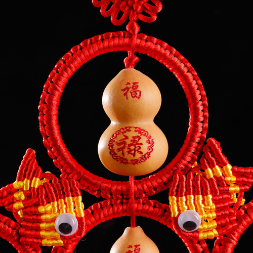 Carved Chinese Knot Five Blessing Pendant Home Living Room Decoration Gourd Shandong Liaocheng Feng Shui Gourd
