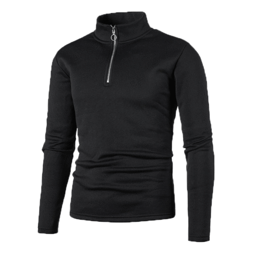 Men's winter crew neck pullover with plain zipper design, outerwear for men