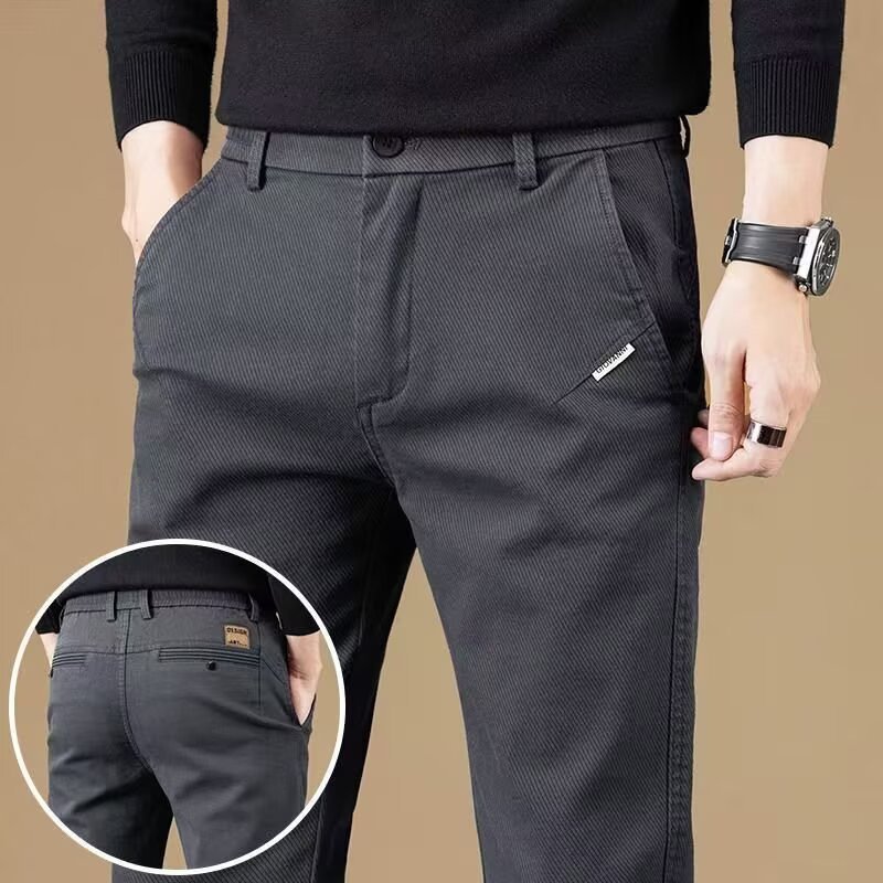 Men's New Black Korean Fashion Versatile Straight-Leg Pants Slim Loose Dress Pants Trendy Brand