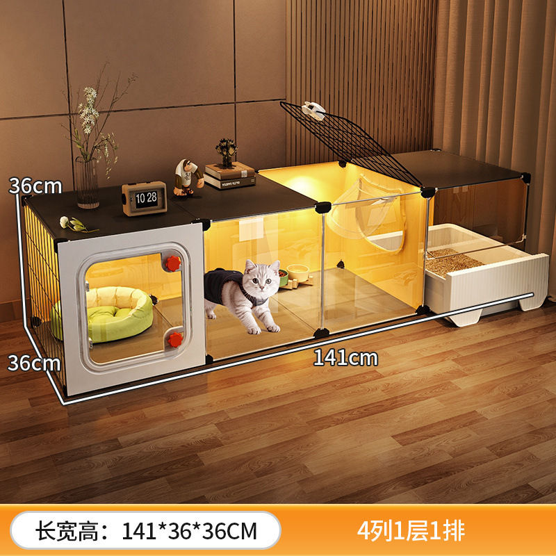 猫ケージ、家庭用屋内猫小屋、猫トイレ一体型、小さなアパート、場所をとらない、1部屋、1リビング、1バスルーム、猫ヴィラ|undefined