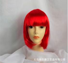 Suministro transfronterizo Carnaval Qi Bangs estudiante Festival de Pelo colorido BoBo cabeza Halloween estudiante corto Peluca de pelo tocado image 9