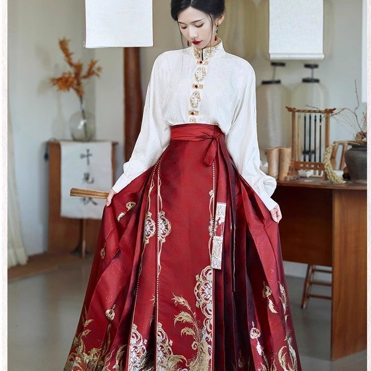 新中式汉服马面裙重工刺绣云肩订婚春夏小个子套装大码国风女日常|undefined