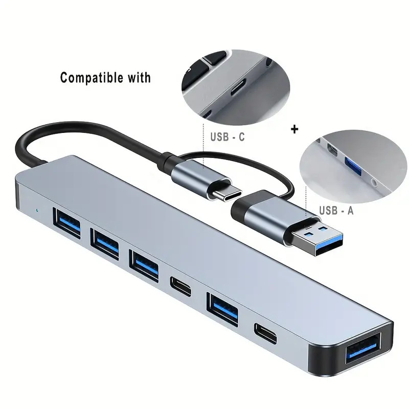 Ocho en uno estación de acoplamiento usb3.0 estación de expansión lector de tarjetas TF/SD estación de expansión para portátil usb hub