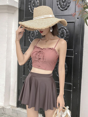 Women's One-piece Swim Suit Set 2023 New Conservative Petite Cute Japanese Small Bust Hot Spring Swimwear