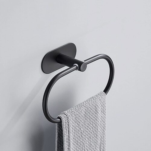 304 stainless steel towel ring bathroom toilet no punching towel hanging ring metal nail-free oval towel rack