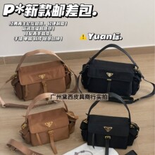 P家新款邮差包高级感再生尼龙相机包男女同款百搭时尚单肩斜挎包