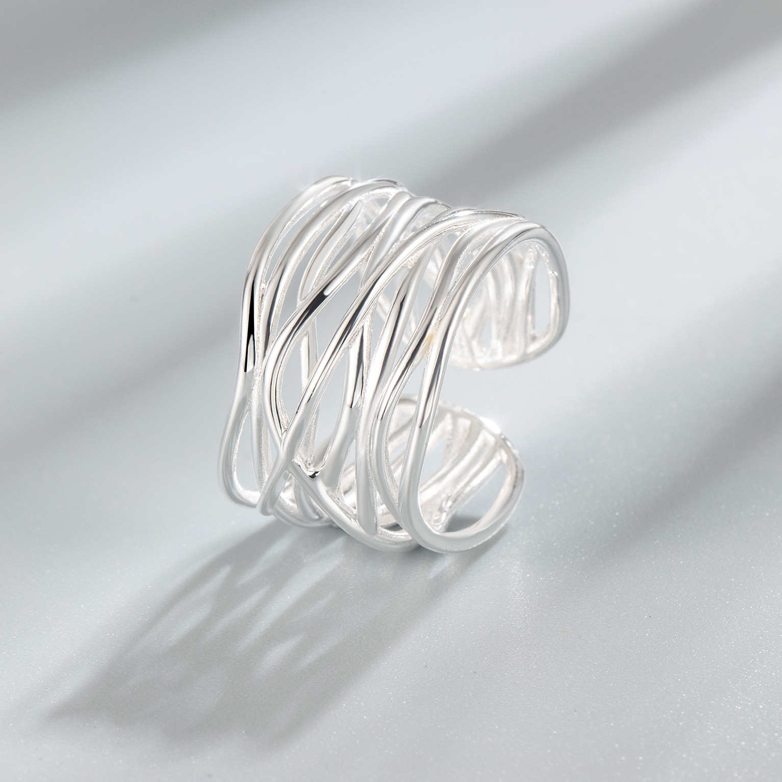 Adjustable Ring Size 1 Piece Quantity 925 Sterling Silver Geometric Open Rings