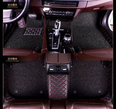 For Audi A4L A6L A3 Q3 Q2L Q5L TT A5 A7 A8L Q7 all-inclusive car mat (Modelə uyğun ayaqaltı) - ordinary-double-black-red-line-black-silk-circle