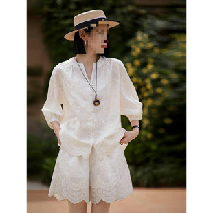 Ys8 Meets Romance | French-Style Atmospheric Heavy Embroidery Tencel Lightweight Top and Shorts Set 25 Summer.