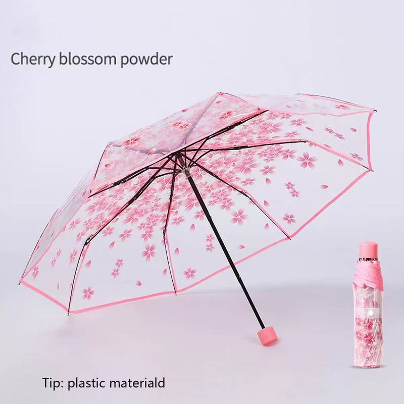 Sakura Automatic Transparent Umbrella Cartoon Anime Internet Celebrity Manual Folding 70% off Umbrella Cute Cartoon Student Umbrella for Men and Women