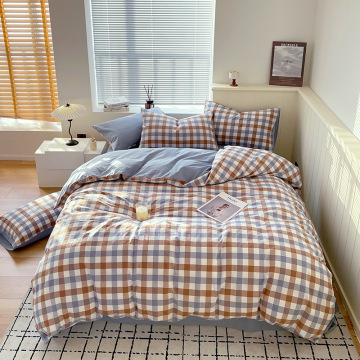 Cotton Yarn-Dyed Washed Cotton Three-Piece Set for College Dormitory Dormitory Bunk Bed Set Bed Sheetss and Fitted Bed Sheetss Four-Piece Set